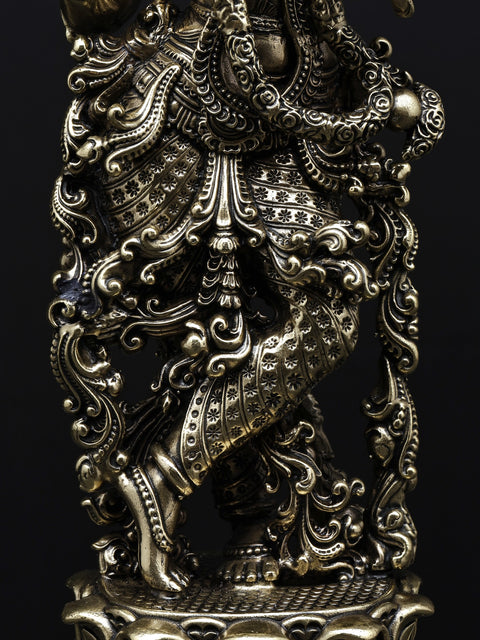 Superfine Fluting Lord Krishna Brass Statue