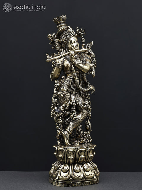 Superfine Fluting Lord Krishna Brass Statue