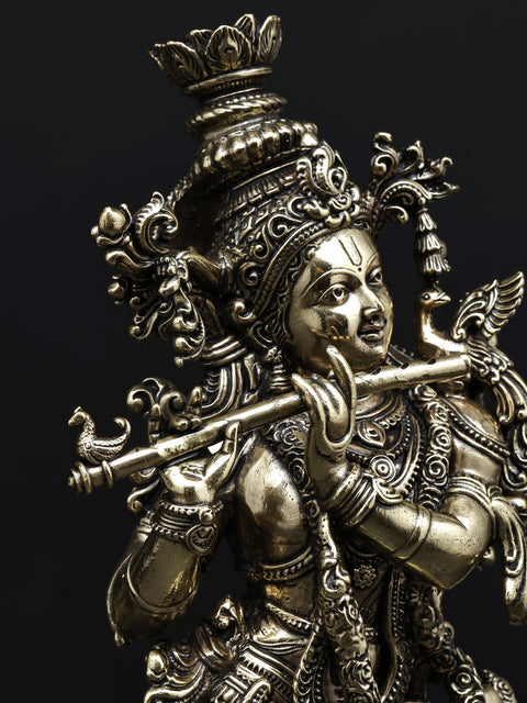 Superfine Fluting Lord Krishna Brass Statue