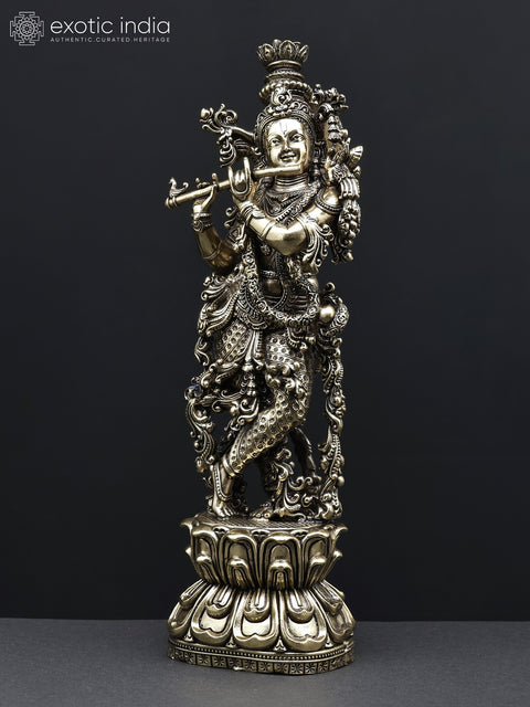 Superfine Fluting Lord Krishna Brass Statue