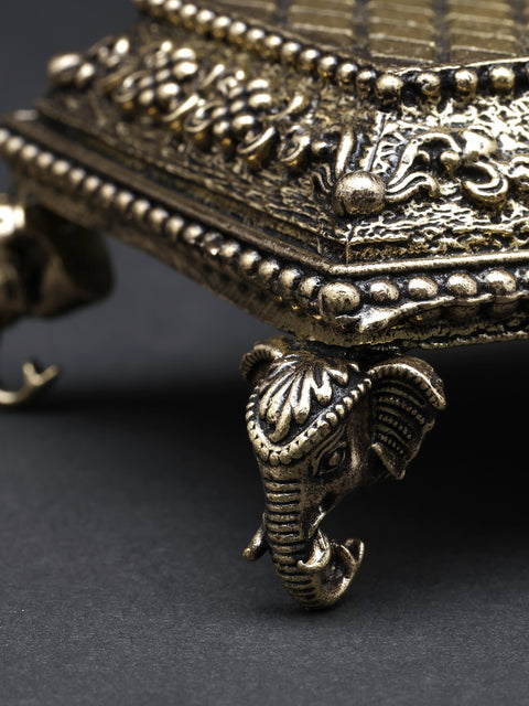 4" Small Elephant Design Superfine Chowki (Pedestal) in Brass