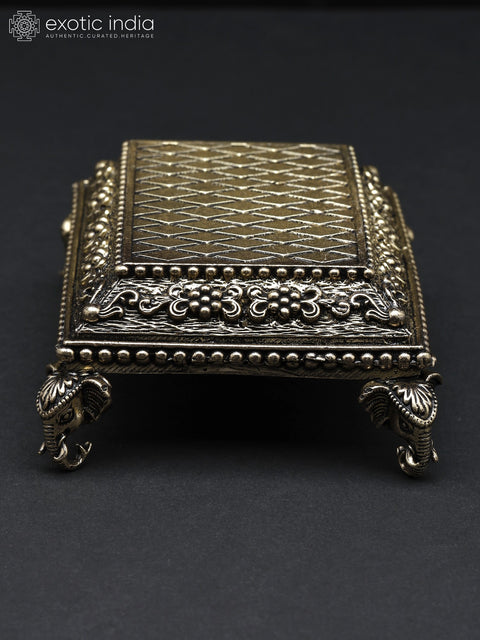 4" Small Elephant Design Superfine Chowki (Pedestal) in Brass