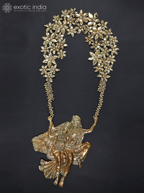 64" Large Swinging Radha Krishna Brass Wall Hanging