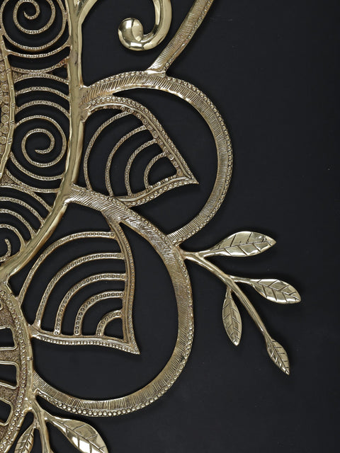47" Large Designer Peacock Wall Art in Brass