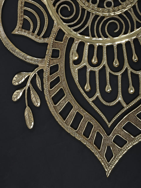 47" Large Designer Peacock Wall Art in Brass