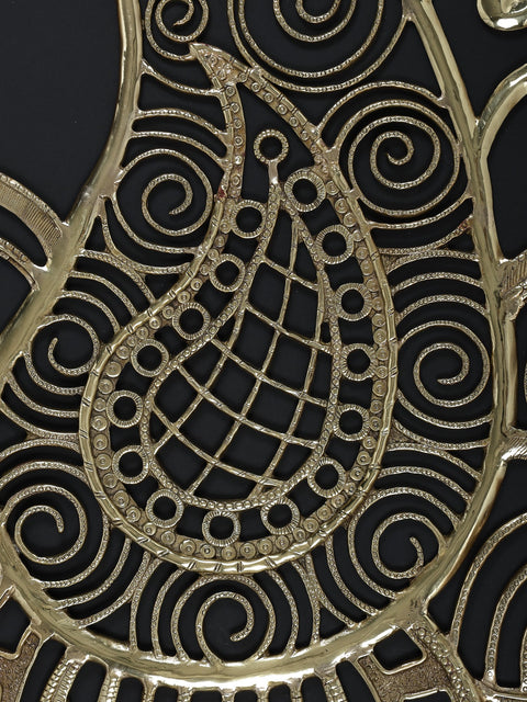 47" Large Designer Peacock Wall Art in Brass