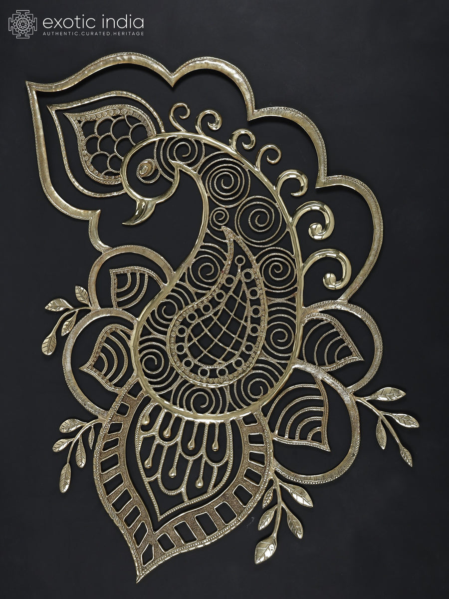 47" Large Handmade Peacock Brass Wall Hanging for Home Decor