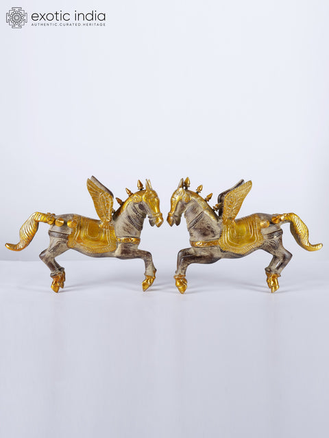 8" Pair of Unicorns | Brass Statues