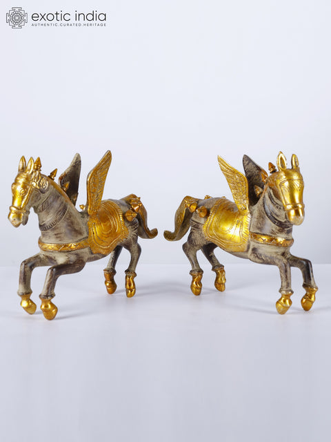 8" Pair of Unicorns | Brass Statues