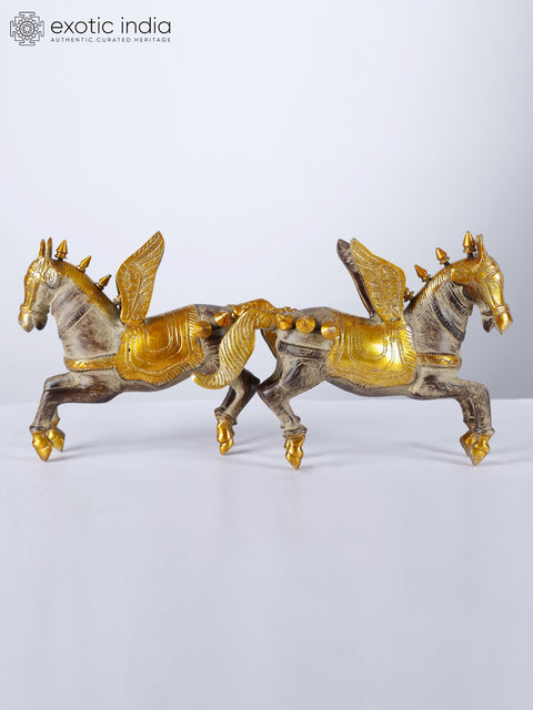 8" Pair of Unicorns | Brass Statues
