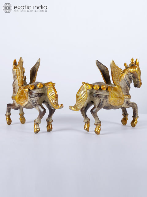 8" Pair of Unicorns | Brass Statues