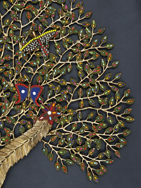 53" Large Tree of Life with Birds | Wall Mounted | Brass with Inlay Work