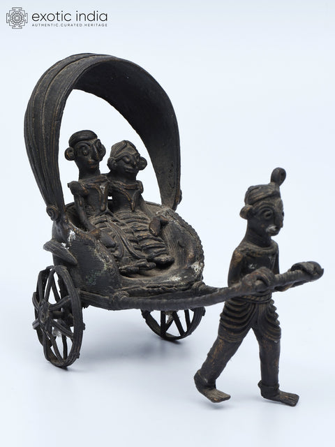5" Human-Powered Rikshaw | Tribal Brass Statue