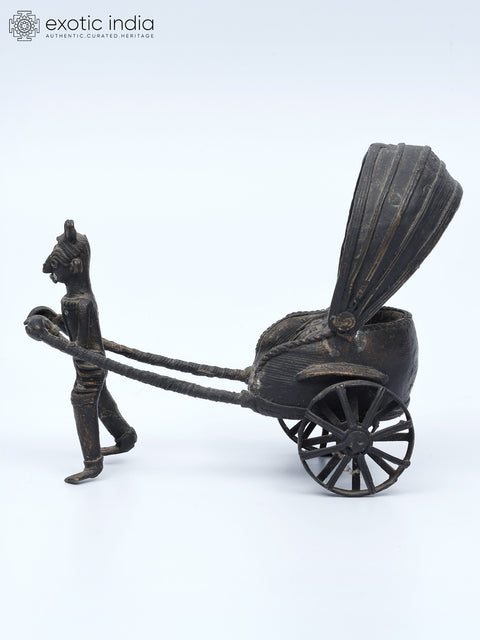 5" Human-Powered Rikshaw | Tribal Brass Statue
