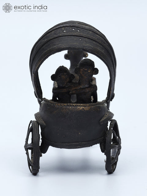 5" Human-Powered Rikshaw | Tribal Brass Statue