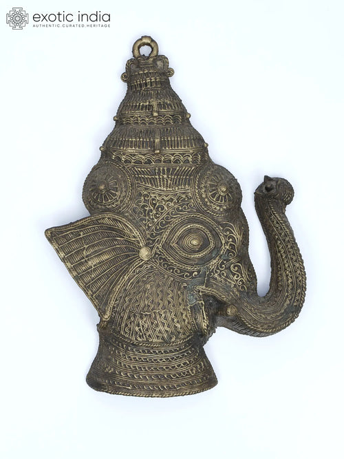 10" Brass Ganesha Wall Hanging for Home Decor