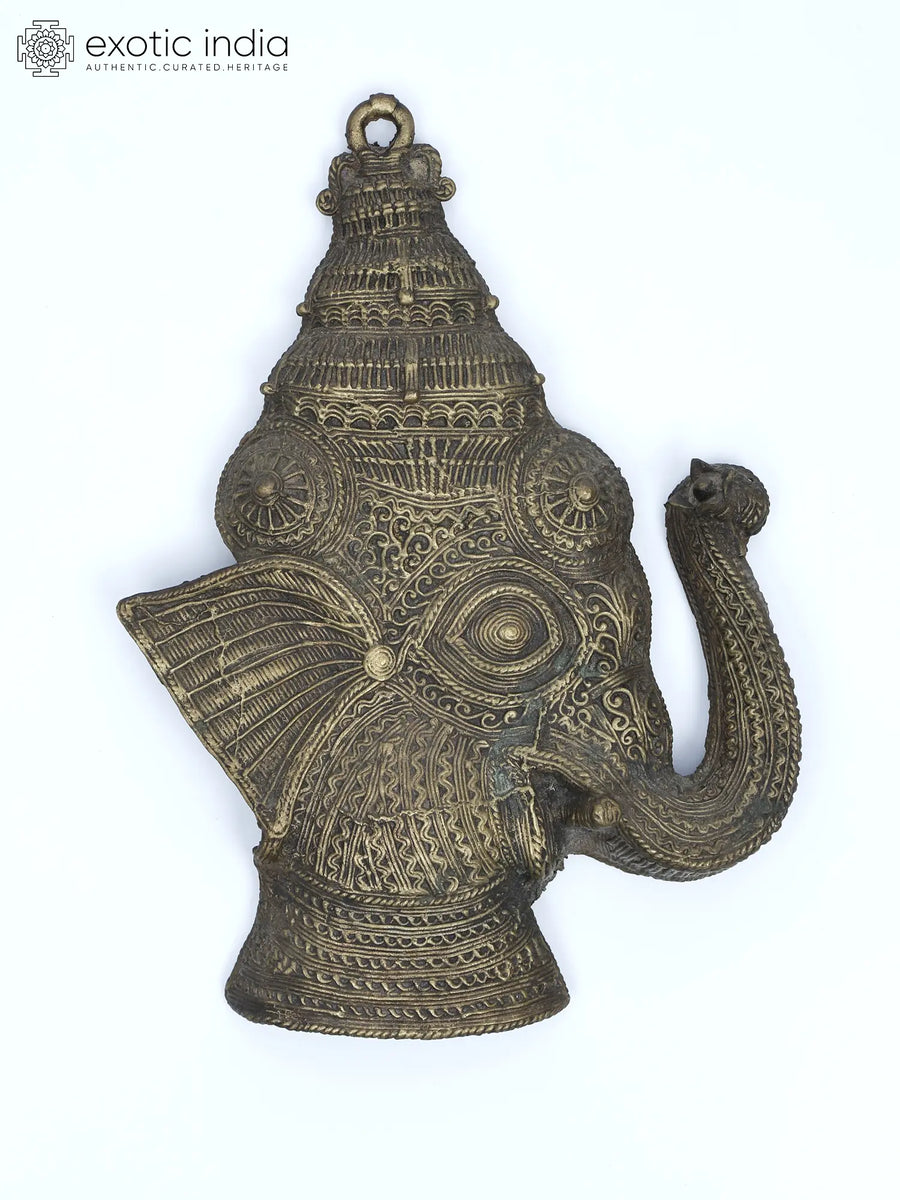 10" Brass Ganesha Wall Hanging for Home Decor