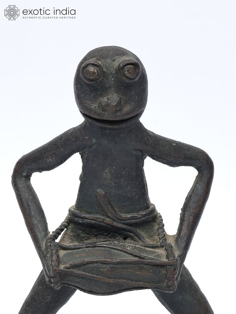 6" Musical Frog Figurine | Brass Statue