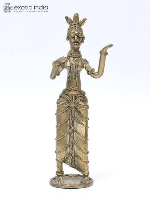7" Female Tribal Dancer | Brass Statue