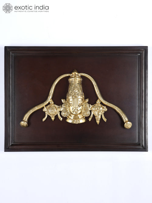 24" Tirupati Balaji Venkateshvara Brass Wall Hanging Sculpture