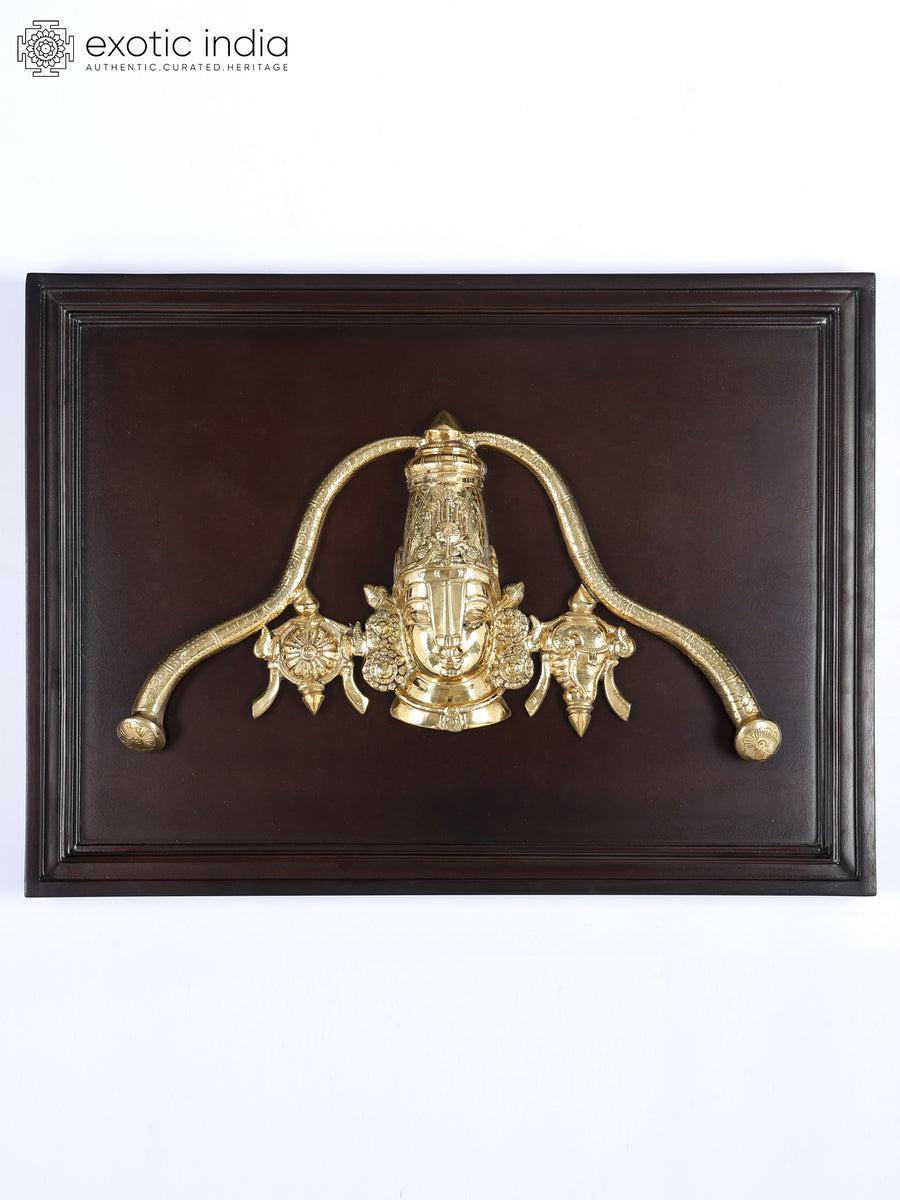 24" Tirupati Balaji Venkateshvara Brass Wall Hanging Sculpture