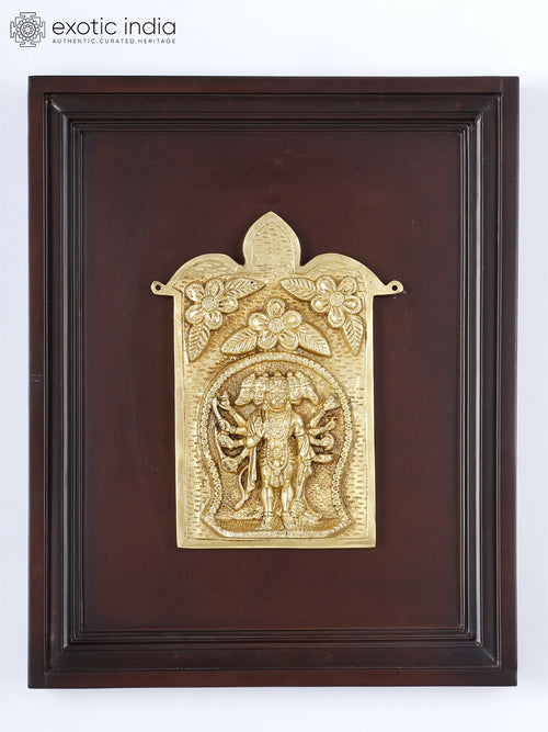 16" Standing Panchamukhi Hanuman Brass Wall Hanging Sculpture