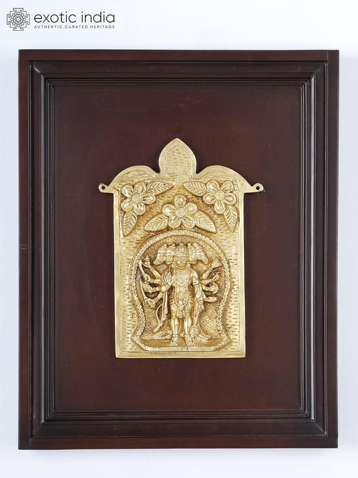 16" Standing Panchamukhi Hanuman Brass Wall Hanging Sculpture