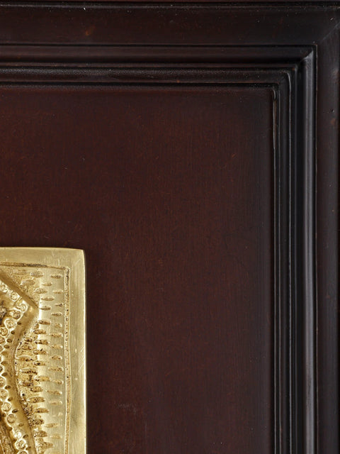 16" Standing Panchamukhi Hanuman | Wood Framed Brass Sculpture | Wall Hanging