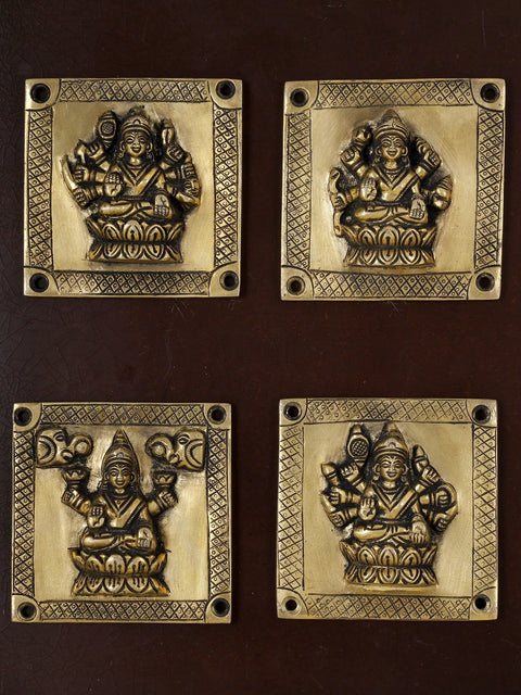 24" Wood Framed Brass Ashtalakshmi Set | Spiritual Wall Hanging Decor