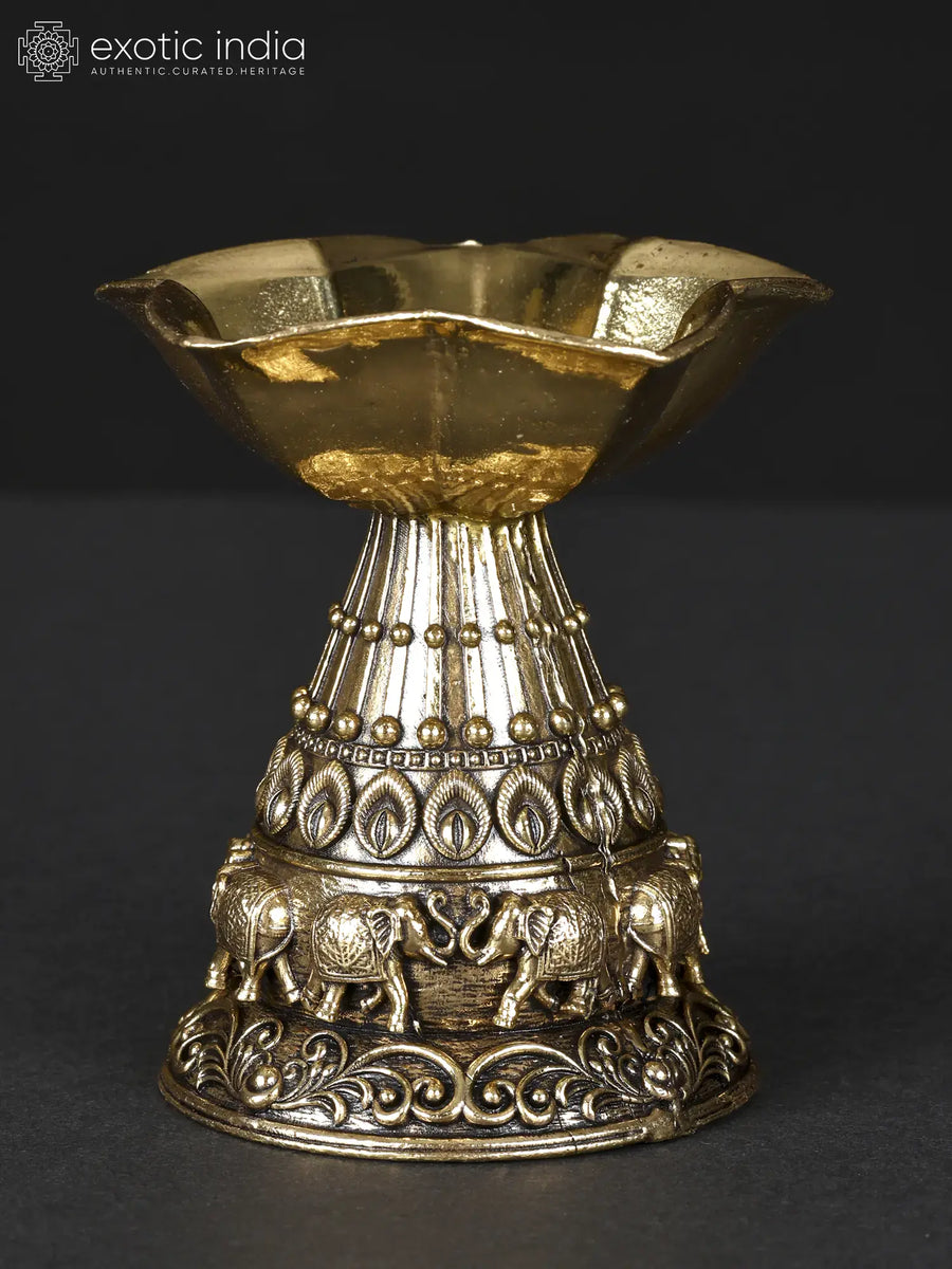 3" Designer Brass Diya for Pooja