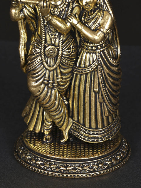 4" Small Superfine Fluting Radha Krishna | Brass Statue