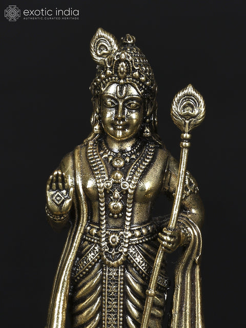 Small Superfine Standing Lord Murugan In Blessing Gesture | Brass Statue