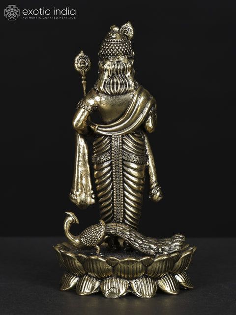 Small Superfine Standing Lord Murugan In Blessing Gesture | Brass Statue