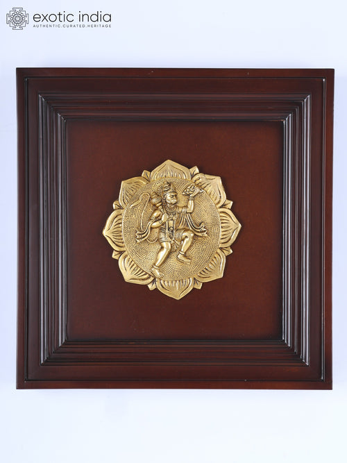 16" Hanuman Sanjeevani Brass Wall Hanging Sculpture