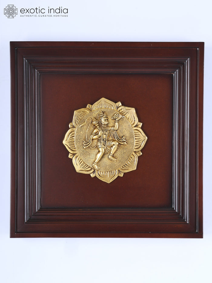 16" Hanuman Sanjeevani Brass Wall Hanging Sculpture