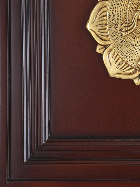 16" Sanjeevani Hanuman | Wood Framed Brass Sculpture | Wall Hanging