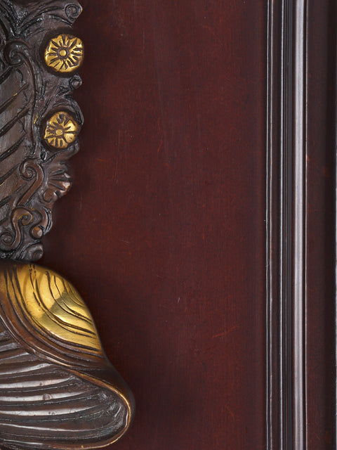 16" Namaste Buddha | Wood Framed Brass Sculpture | Wall Hanging