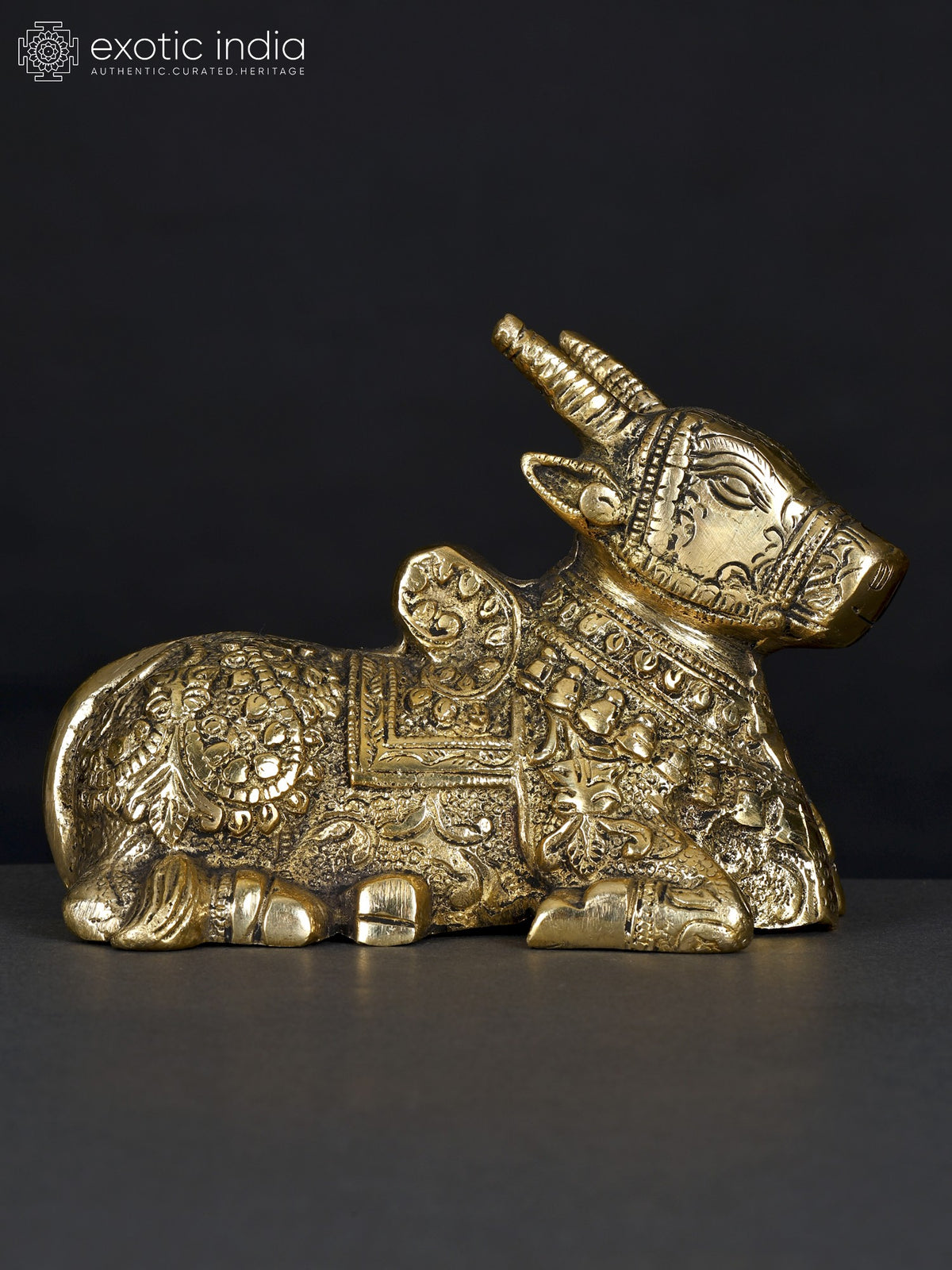 6" Small Brass Nandi Statue for Home Pooja