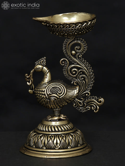 5" Small Superfine Peacock Diya in Brass