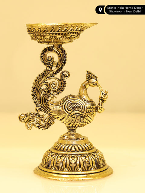 5" Small Superfine Peacock Diya in Brass