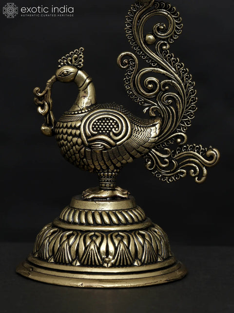 5" Small Superfine Peacock Diya in Brass