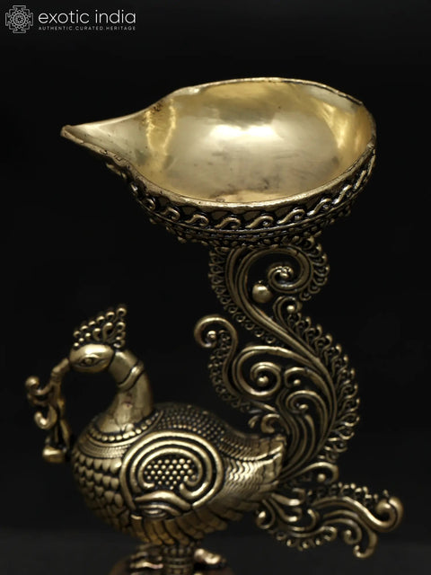 5" Small Superfine Peacock Diya in Brass