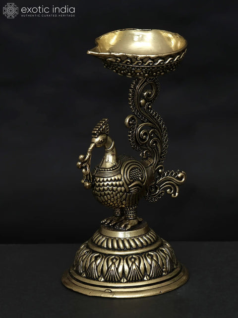 5" Small Superfine Peacock Diya in Brass