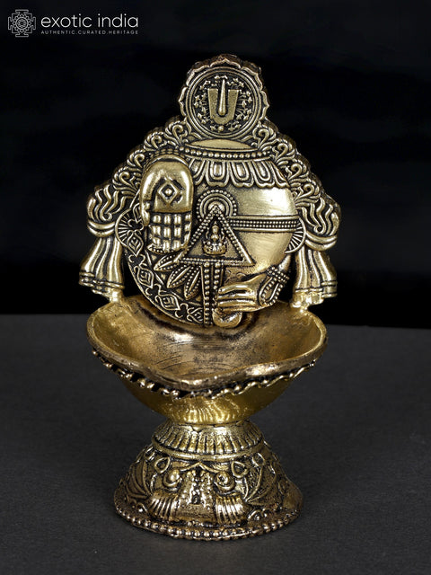 4" Superfine Tirupati Balaji Conch Diya in Brass