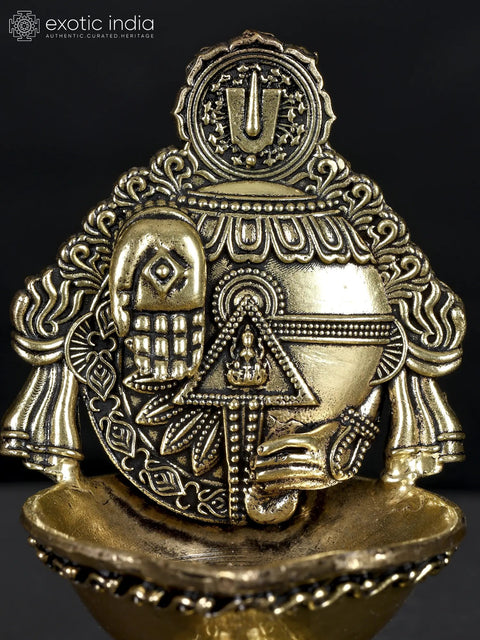 4" Superfine Tirupati Balaji Conch Diya in Brass