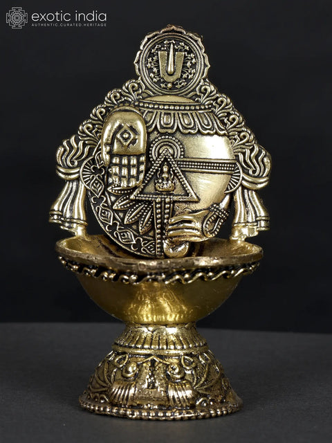 4" Superfine Tirupati Balaji Conch Diya in Brass