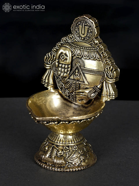 4" Superfine Tirupati Balaji Conch Diya in Brass