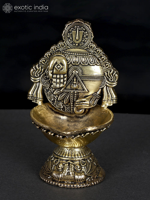 4" Tirupati Balaji Brass Conch Diya for Pooja