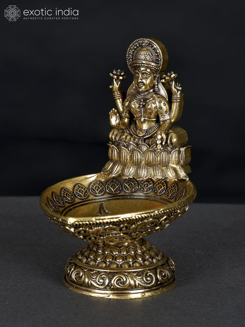 3" Small Superfine Brass Goddess Lakshmi Diya/Lamp