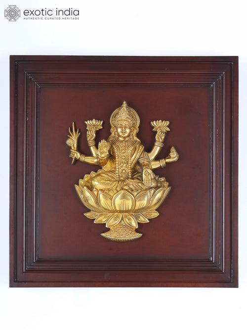 20" Six Armed Blessing Goddess Lakshmi Brass Sculpture Wall Hanging